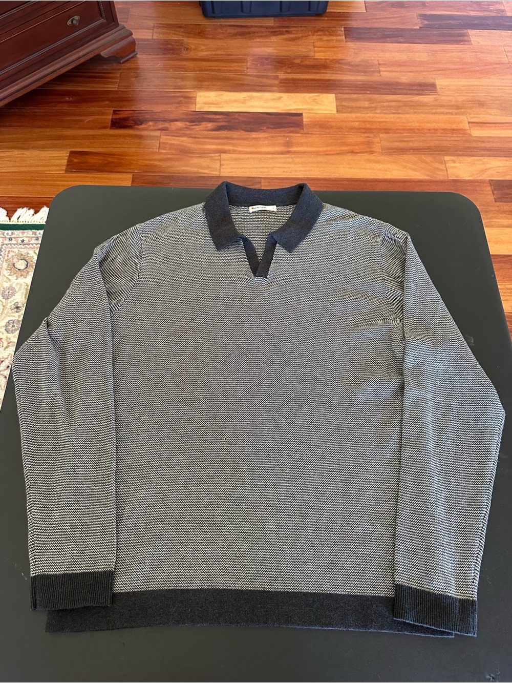 Marine Layer Men's Grey Textured Polo Collar Sweater size Large